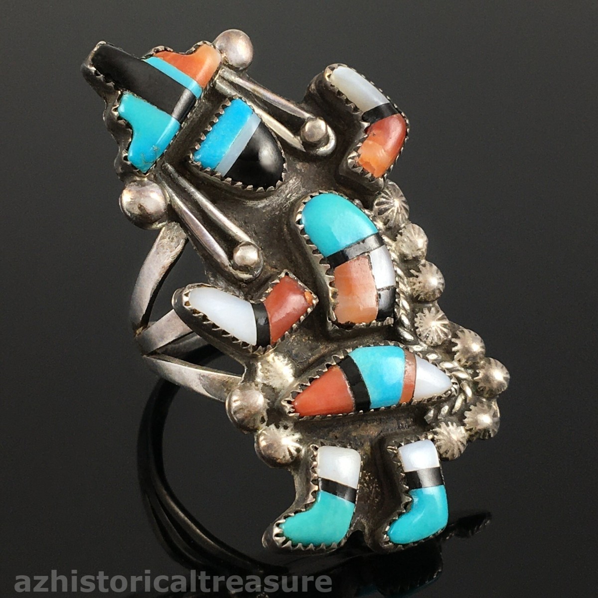 Best Vintage Native American Zuni Turquoise Mosaic Wall Turquoise Sterling Silver Bracelet Best Vintage Native American Zuni Turquoise Mosaic Wall Turquoise Sterling Silver Bracelet