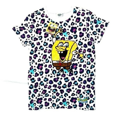 SpongeBob SquarePants T-Shirt Boys Size XL Crewneck Tee Nickelodeon Cheetah