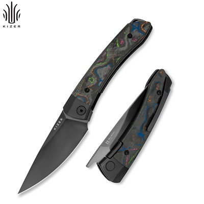 Kizer Mini MoMo Drop Point Folding Knife S35VN Blade Titanium&Carbon Handle