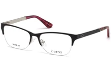 Guess GU2627 002 Black Metal Half Rimless Optical Eyeglasses Frame 54-16-140