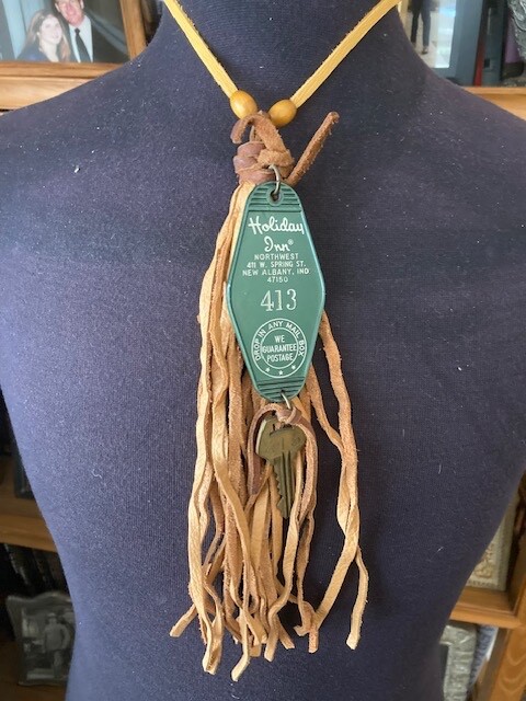 Post Apocalyptic Leather Fringe 1950's Hotel Key Necklace From Resident Evil 3