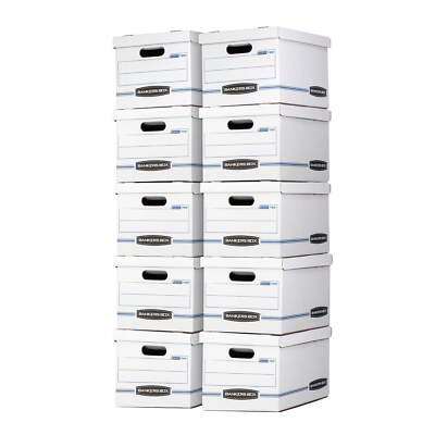 Basic Use Letter/Legal Document Storage Boxes with Lids, 10-Pack, White