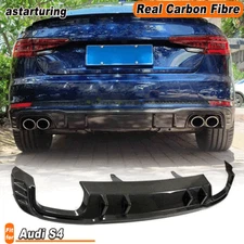 Fit For Audi S4 A4 B9 S Line 2018-19 Real Carbon Fiber Rear Bumper Diffuser Lip 