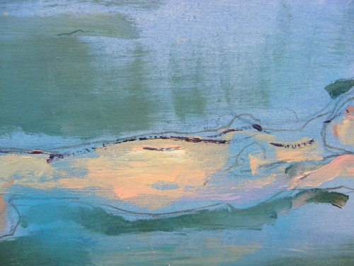Ernesto TRECCANI (Milano 1920-2009) PICCOLO NUDO FONDO AZZURRO olio TELA 20x60 - Foto 7 di 16