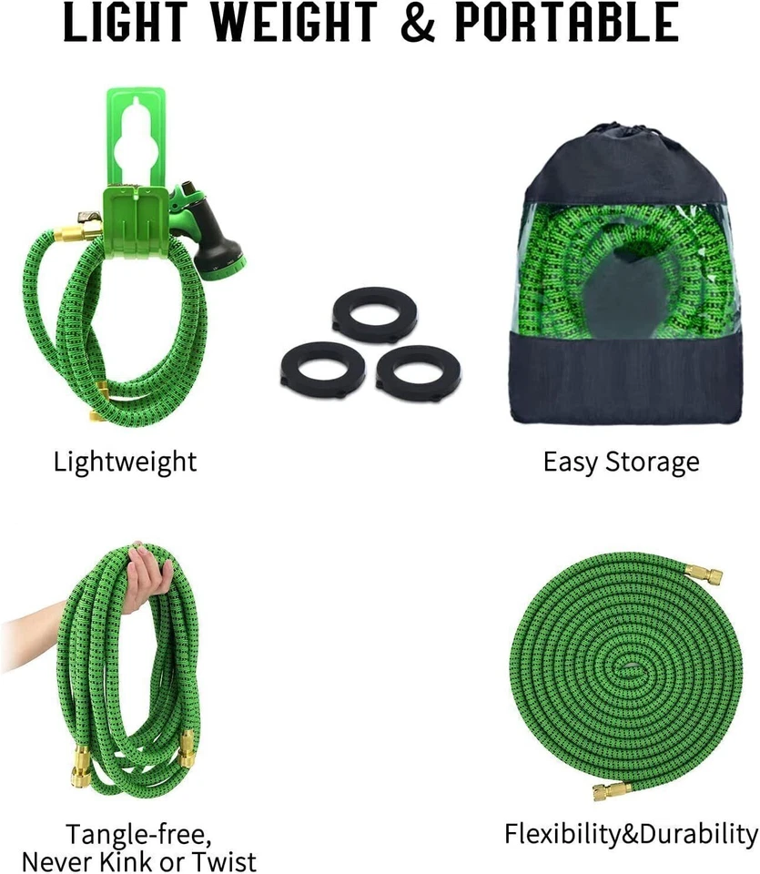 50FT 100FT 4X Stronger Deluxe Heavy Duty Expandable Flexible Garden Water Hose - Image 4 of 4