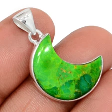 Moon - Composite Kingman Green Mohave Turquoise 925 Silver Pendant CP66818