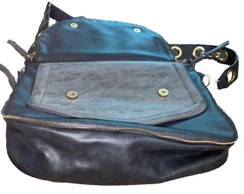 Grand sac à main Steve Madden gris clouté doré fermeture éclair plusieurs poches - Photo 8/9