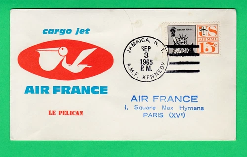 Air France Cargo Jet 1965 Le Pelican first flight cover New York Boeing 747 FFC