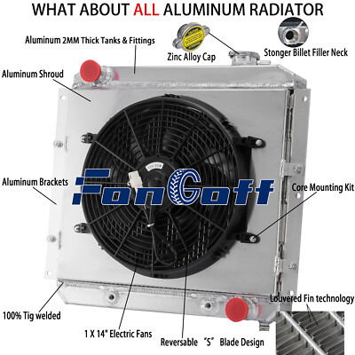 4-Row Radiator Shroud Fan For 1958-1984 Toyota Land Cruiser FJ40 FJ45 3.9L 4.2L