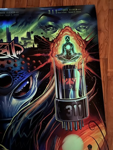 311 Poster House of Blues Konzert Chicago IL 10/22/22 Alien Regenbogenfolie leuchten - Bild 11 von 14
