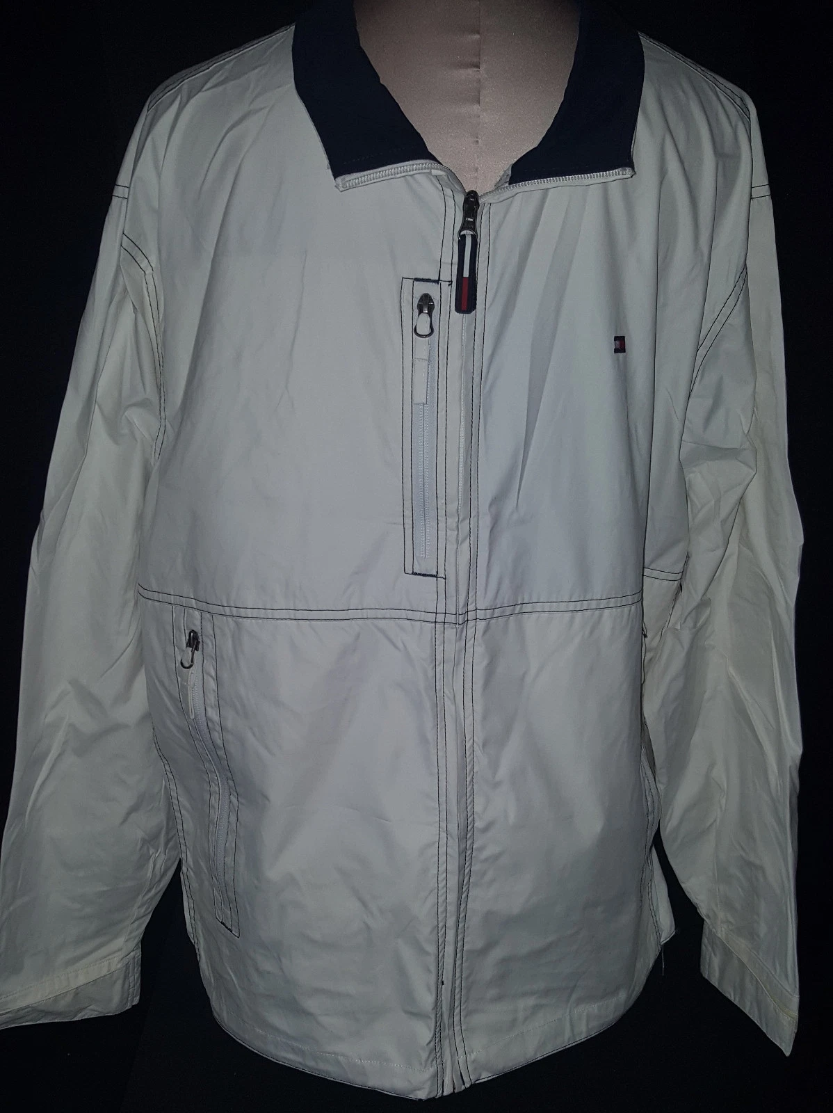 TOMMY HILFIGHER MENS RAINCOAT JACKET Coat Mens Size XL Full Zipper Front White