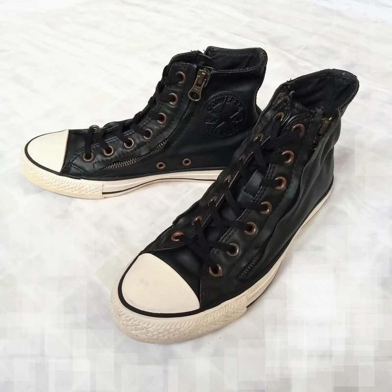 Converse Chuck Taylor Double Zip Hi Top Black Leather Sneakers