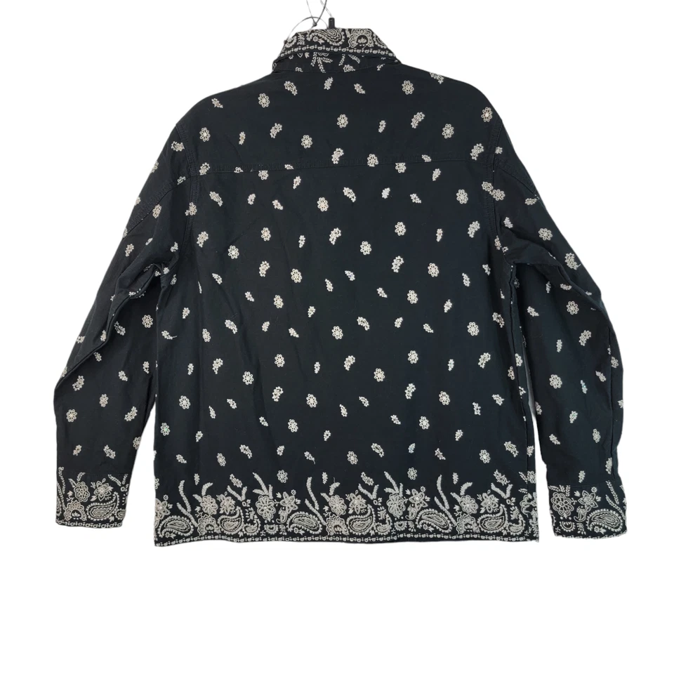 Chaqueta de mezclilla manga larga The Quacker Factory negra con cuentas de cachemira para mujer talla M Foto 3 de 4