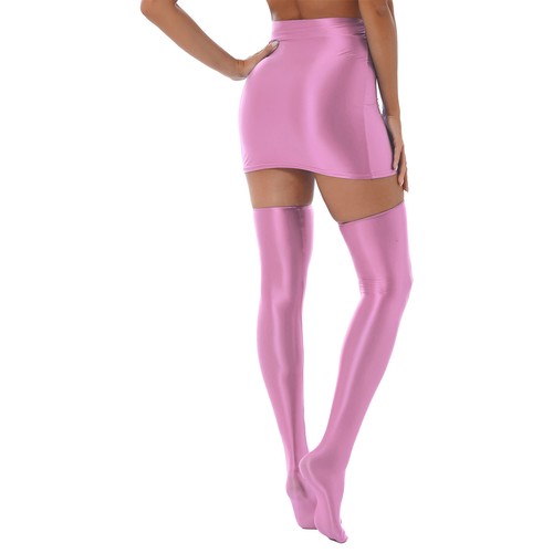 Damen Sexy High Waist Solide Bodycon Mini Club Rock mit Overknee Strümpfen - Bild 33 von 119