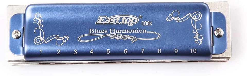 EASTTOP 10Hole Blues Harmonica Diatonic Blue Harmonica Mouth Organ T008K Gift - Image 2 of 4