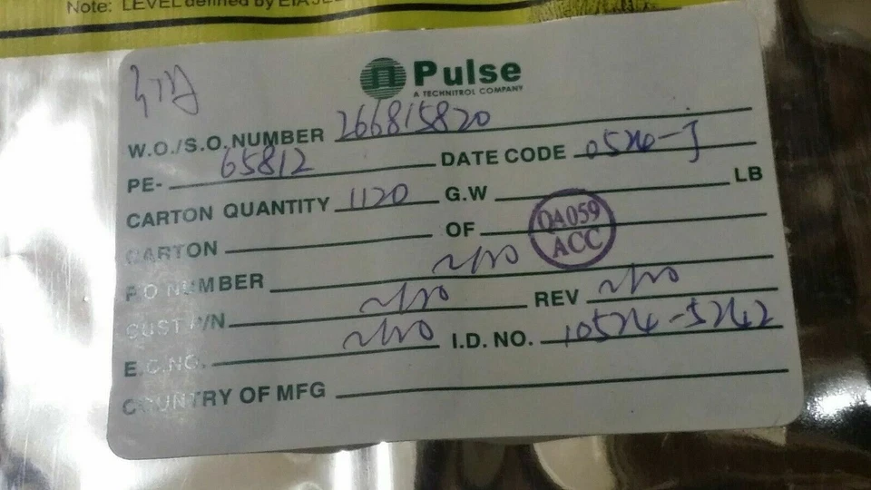 (25 PCS) PE-65812 Pulse Electronics Audio Transformer 1:1 2000Vrms Surface Mount - Image 4 of 4