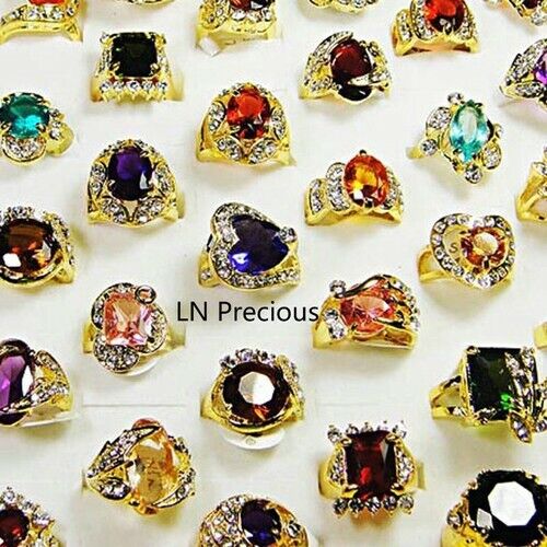 wholesale lots 20pcs 100% Zirconia Engagement Wedding gold Plated Rings FREE - Picture 1 of 6