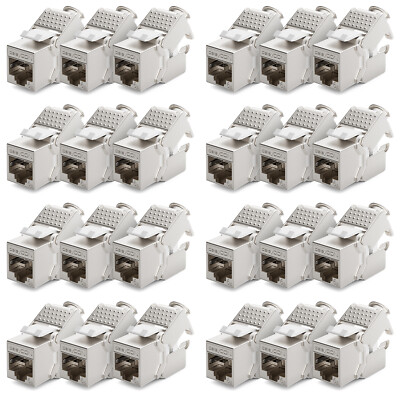 deleyCON 24x CAT 6a Keystone Jack Modul RJ45 STP werkzeuglos Netzwerk Adapter