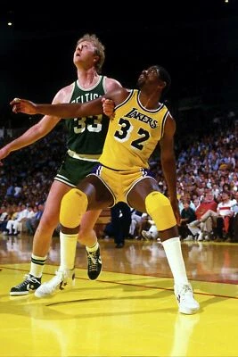 Los Angeles Lakers Magic Johnson & Larry Bird Poster (20x30) inches