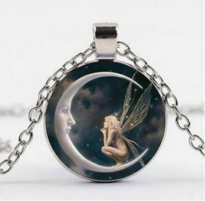 FAIRY DREAM STAR HALF MOON CELESTIAL  925 Sterling Silver 18'' Necklaces