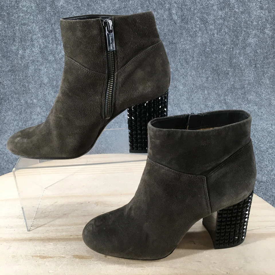 Michael Kors Boots Womens 7 M Arabella Ankle Booties Heels Green Suede Zip - Image 2 of 4
