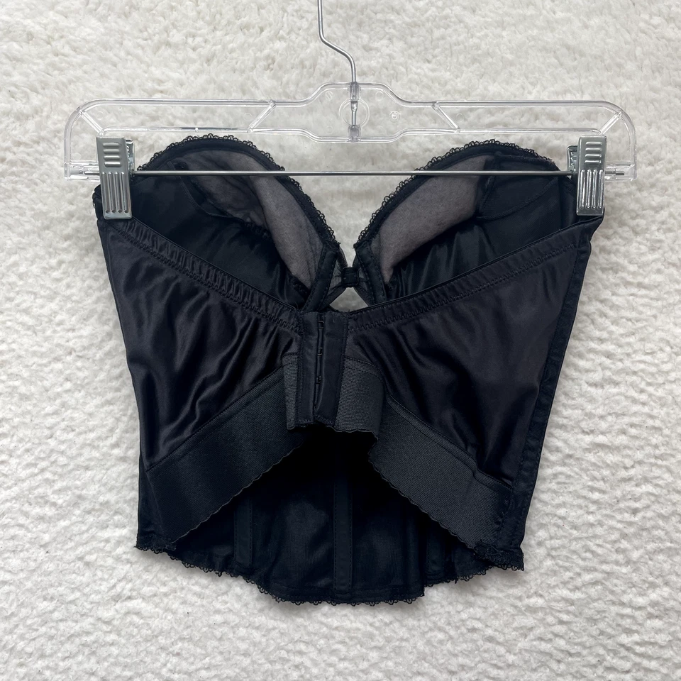 复古紧身胸衣紧身胸衣上衣 34C 黑色 Boned Edwardian 维多利亚哥特式 — 第 2/4 张图片