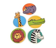 Animals Lot: Five Vinyl Stickers For Children Lion Giraffe Hippo Zebra Gator