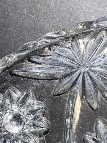 ANCHOR HOCKING PRESCUT GLASS 11" HOSTESS SERVE TRAY STAR OF DAVID 1940s EAPG - Picture 4 of 7