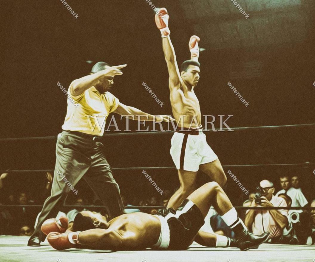 E624 Muhammad Ali Vs Sony Liston Knockout 8x10 11x14 16x Oil Painting Photo Ebay