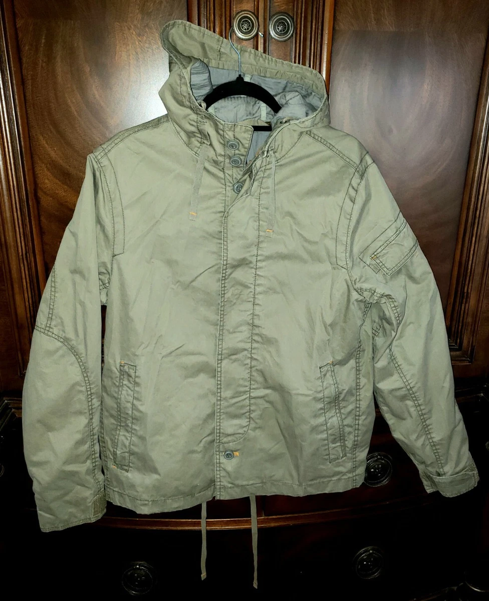 RARE OLIVE ARMY GREEN GAP SPRING JACKET HOOD POCKETS BUTTON LIGHT RN 54023  COAT | eBay