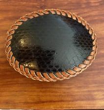 Belt Buckle Black Oval Snake Skin