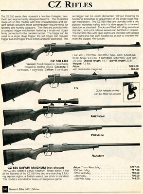 2001 Print Ad of CZ 550 LUX FS American Premium Varmint Rifle