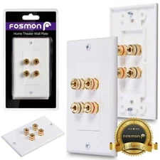 Fosmon Coupler Gold Plated Copper Banana Binding Post Wall Plate for 2 Speaker