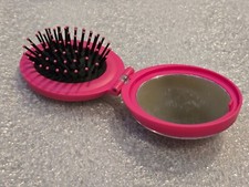 Foldable Compact Mirror  Hair Brush Combo Pink