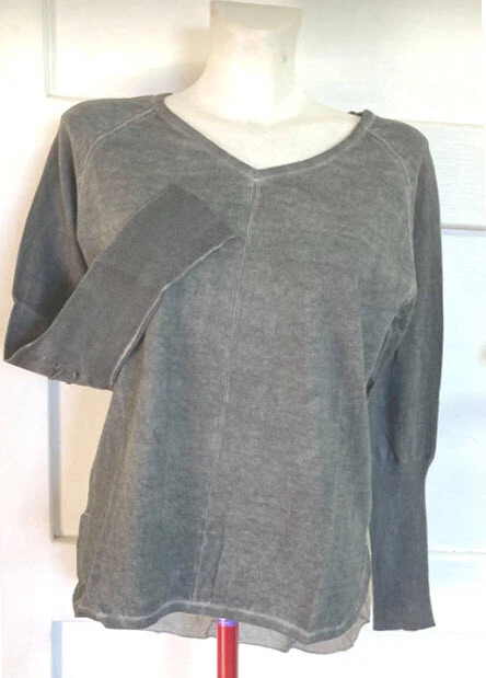 NEU: GRAU ! FEIN PULLOVER 100% BAUMWOLLE RAGLAN RÜCKENEINSATZ GR 34 B.C. D092105 - Bild 2 von 4