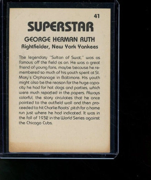 1980 TCMA Superstars Babe Ruth #41 - Image 2 of 2