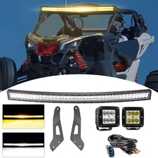 WEISEN Amber/White 52" LED Light Bar Roof Mount+3" Pods For Can-Am Maverick X3