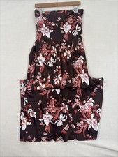 Reformation Strapless 100% Silk Floral Dress Size 6 Brown