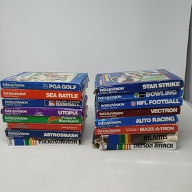 Lot Of 16 Intellivision Games With Boxes (Some Have Manuals & Overlays)