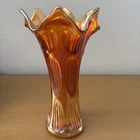 Vintage Fenton Marigold Iridescent Carnival Glass Swung Vase Fine Rib