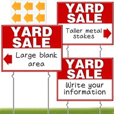Yard Sale Signs, 3 Pack Yard Signs with Metal Stakes, 17x13 Inch Double Sided...