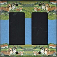 Pembroke Corgi Art Printed on a Double Rocker light switch plate, made in USA