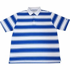 Nike Golf Men s Large Polo Short Sleeve Shirt Blue White Stripe Preowned Clean