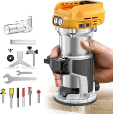 Powerful Cordless Router for Woodworking–800W, DeWalt 20V Compatible, 6 Variable