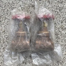 Lot of 2 NEW Red White 3/4" Brass Gate Valves 125S 200 WOG NOS