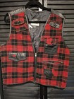 Cedars Vintage Leather and Wool Red Plaid  vest Size L Lined EUC — photo 1