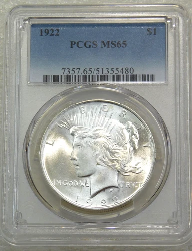 1922 Peace Silver Dollar PCGS MS65 Frosty White New Holder PPQ #E259G