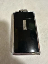 Vintage Ronson Smart Set Lighter & Case Art Deco Chromium Plated Sparks