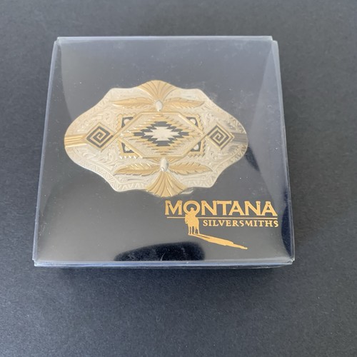 Vintage Montana Silversmiths Tri-Color Western Belt Buckle w/Box