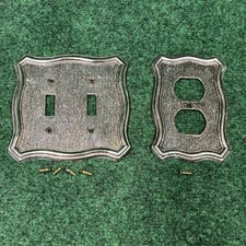 Vintage American Tack & Hardware Brass Dual Light Switch Plate & Cover 1968